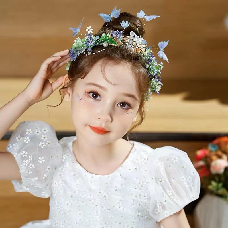 Hair Accessories Super Sensen Tied Garland Show Dress Fresh Butterfly Crown Girl Birthday Ten Year Crown Item Picture