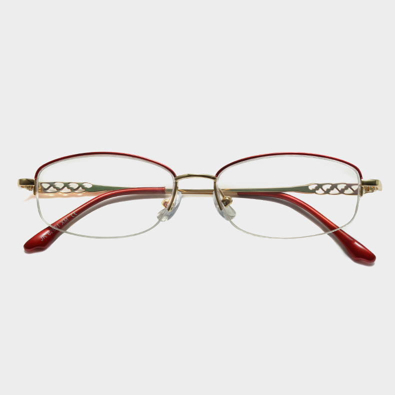 New anti-blue light reading glasses for women, fashionable half-frame reading glasses, comfortable metal reading glasses details Picture