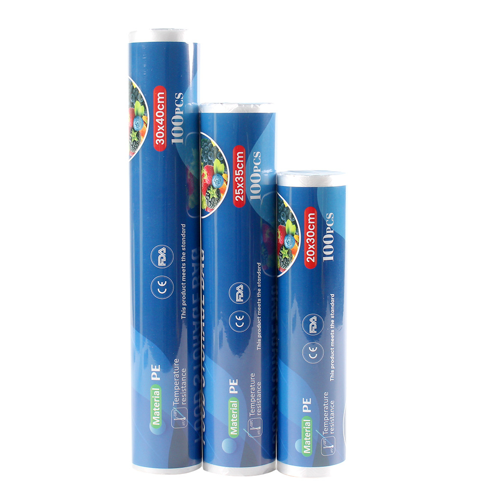 外贸英文版 平口保鲜袋食品级家用袋加厚微波炉点断冰箱收纳