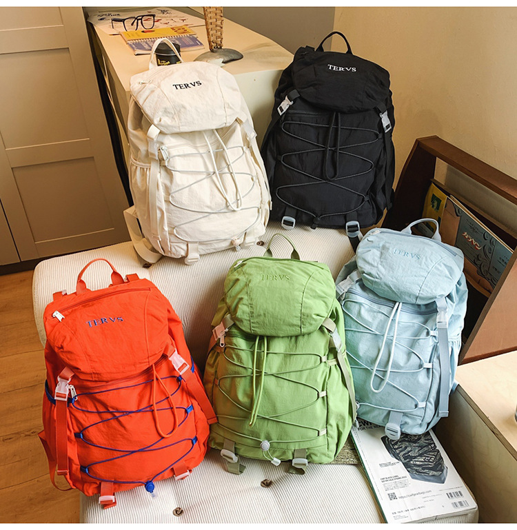 跨境双肩包男轻便登山包抽绳大容量户外旅行双肩包女大学生书包女详情27