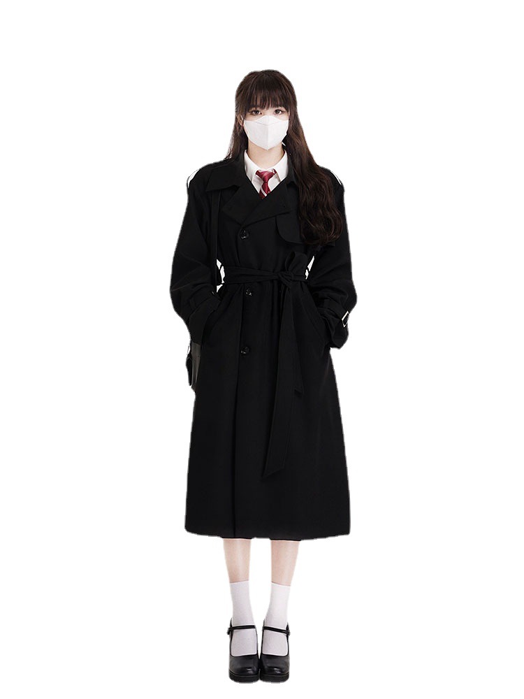 The new mid-length, casual and draping windbreaker for women in the 2022 autumn collection is a chic and petite British style Item Picture