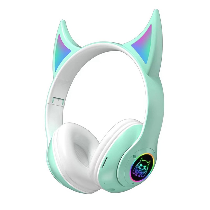STN-25 New Cat Ear Over-Ear Wireless Glowing Little Devil Cartoon Student Headphones Stereo TF Gift Item Picture