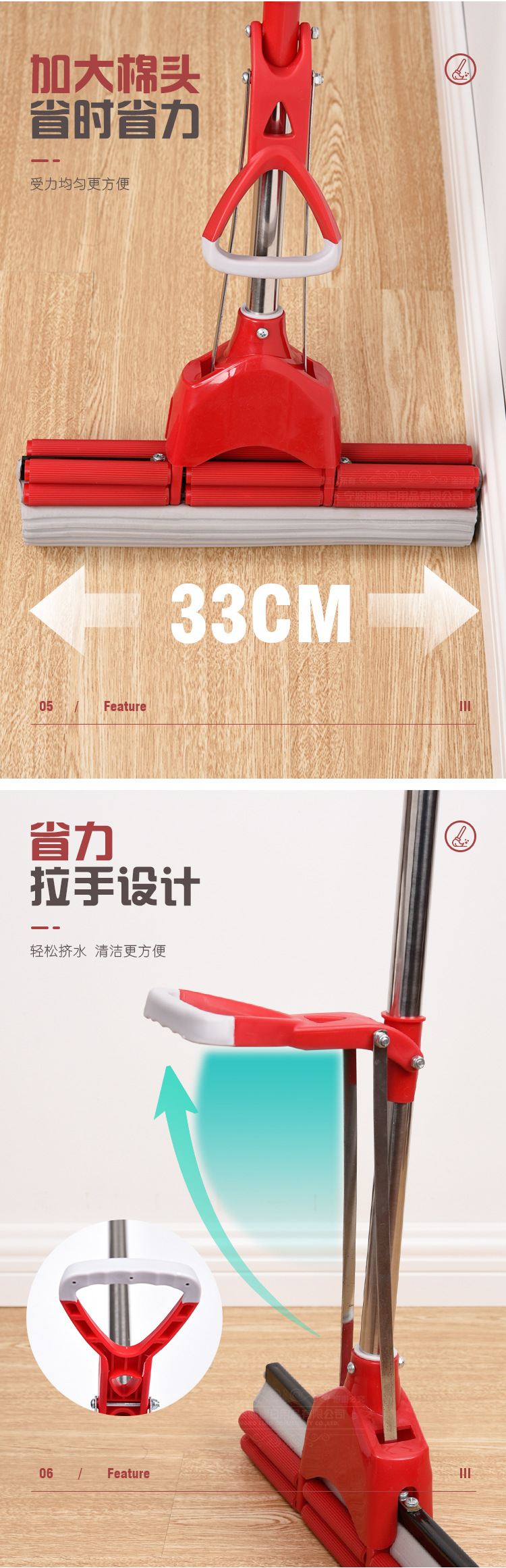 LIAO免手洗大号胶棉拖把双排滚轮海绵拖头不锈钢伸缩杆家用地拖清洁神器详情6