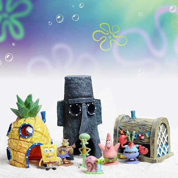 Fish tank landscape cartoon pineapple house resin aquarium decoration fish shrimp escape decoration pineapple house full figure