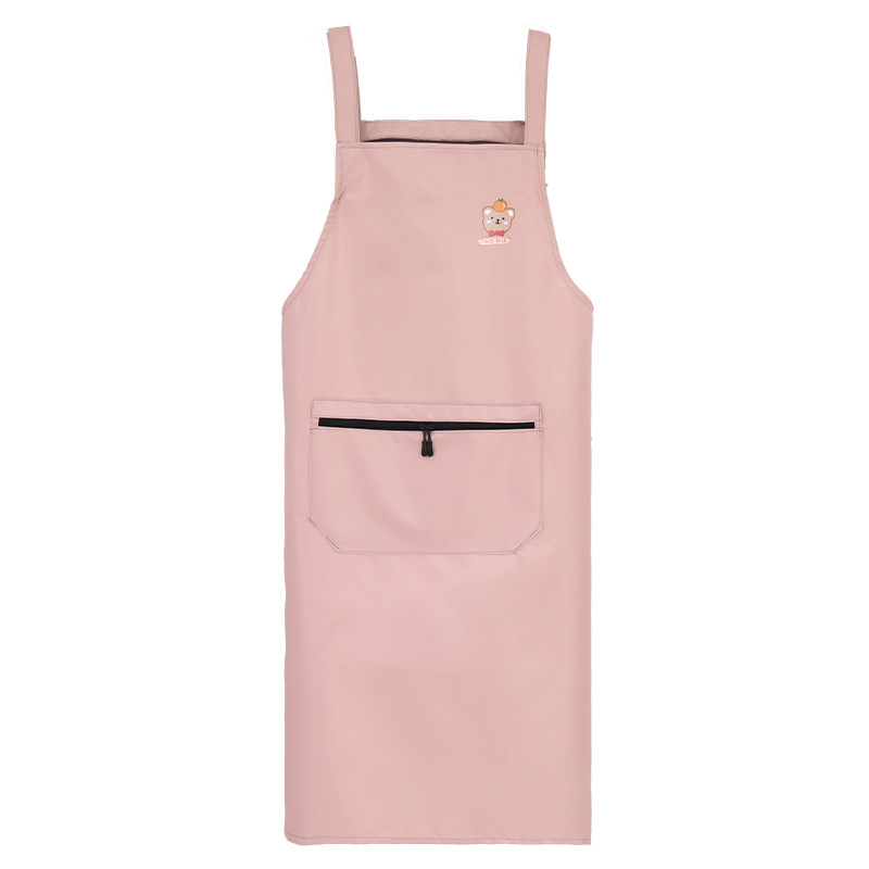 Men's apron lengthened, fatten, waterproof, oil-resistant, zipper pocket apron, kitchen, home, fashionable, stain-resistant, baking work clothes logo Item Picture