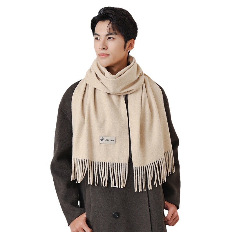 China Red Scarf Shawl Senior Sense Men's Cashmere Wool Scarf Women's Autumn Winter Everything Red Scarf Wholesale Item Picture