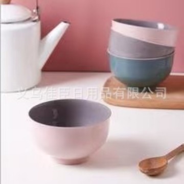 Cross-border best-selling household bowl, two-color or single-color, simple Nordic style, round rice bowl, instant noodle bowl, anti-drop and anti-collision full figure