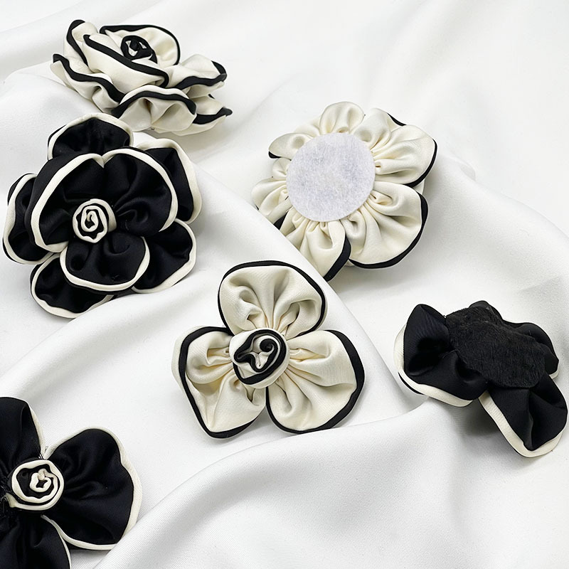 Xiaoxiangfeng rolled flower fabric camellia three-dimensional flower diy accessories, handcrafted flower clothing semi-finished products, shoes, bags and accessories Specification image