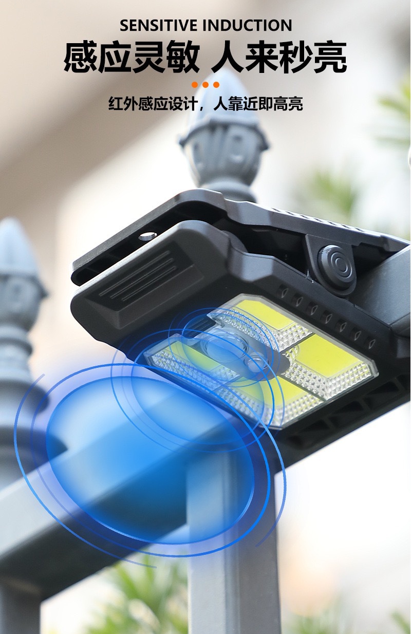 太阳能庭院灯家用花园照明灯人体感应多功能露天室外夹子草坪灯详情7