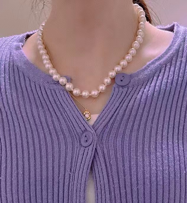 Shi Family pearl necklace accessories, women's high-end, exquisite sweater chain, retro style, versatile, niche collarbone chain wholesale Specification image