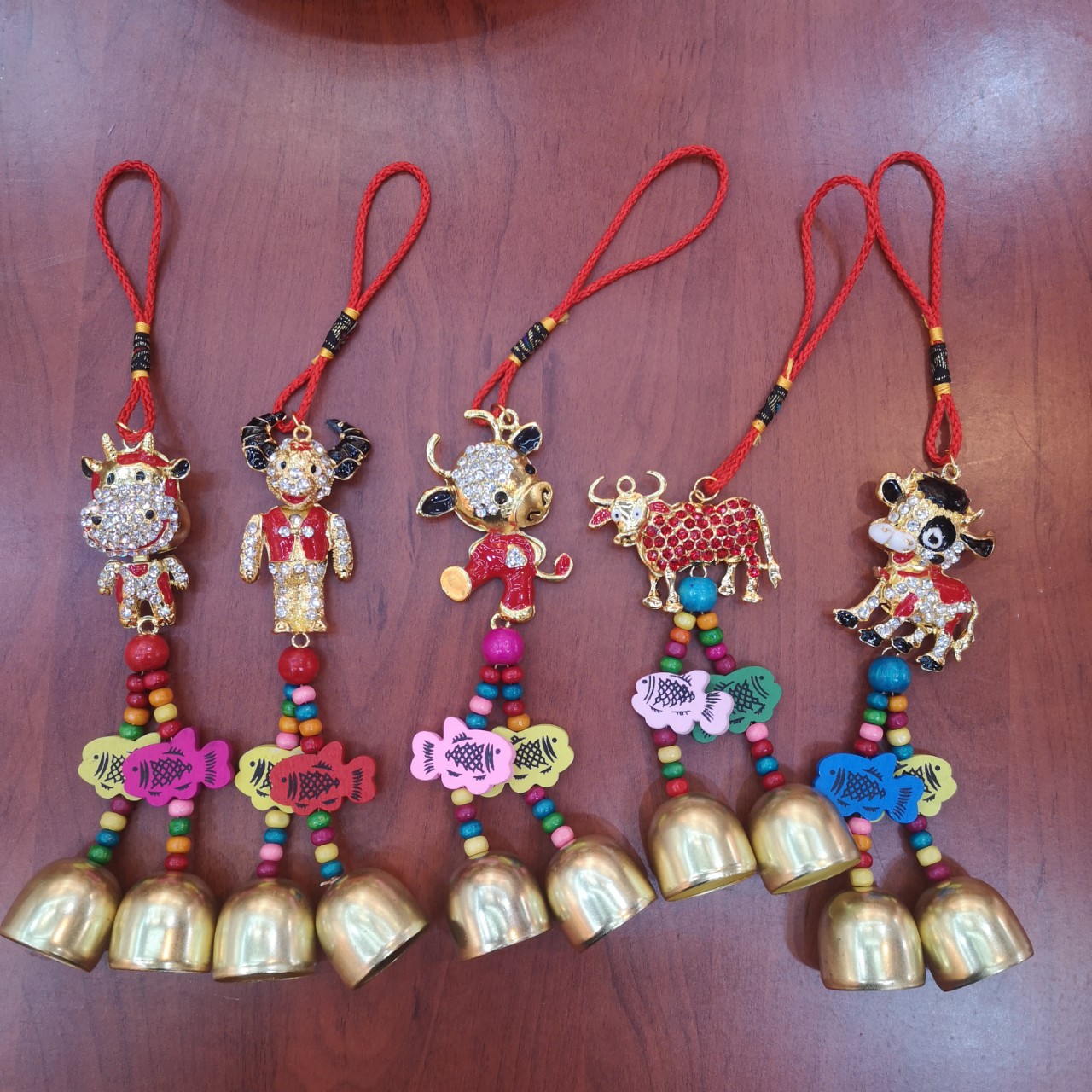 New New Year Zodiac Ox Wooden Brand Ox Activity Gift Bell Wind Chimes Gift Decoration Gift Pendant details Picture