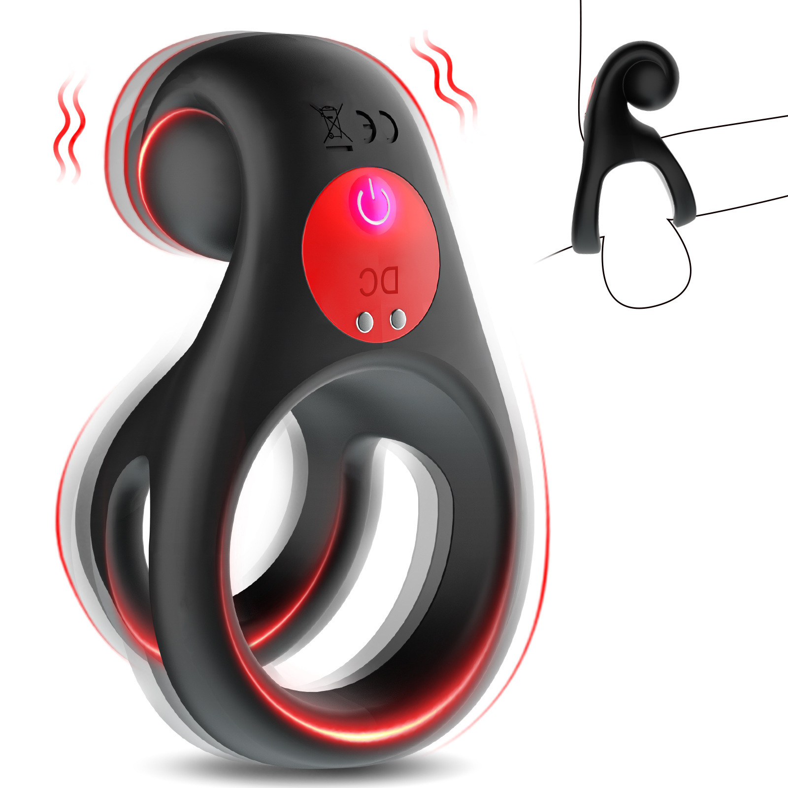 Amazon's new bestseller, a dual-ring vibration delay ring, a locking ring, a fun ring, and a blocking ring for men Item Picture