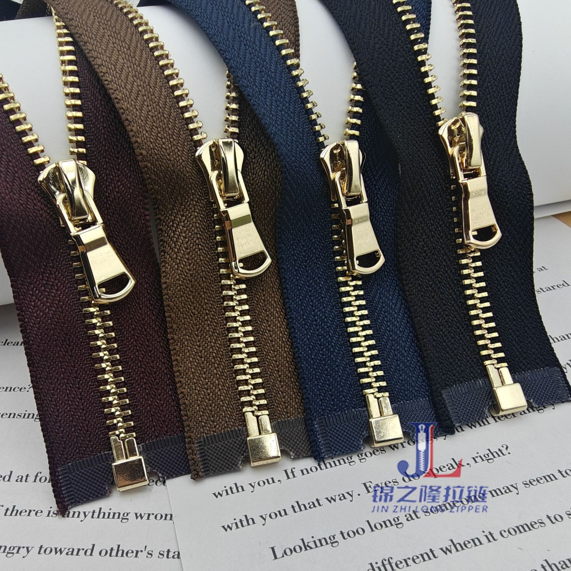 No. 3 and No. 5 metal Y-tooth light gold white gold open tail closed tail clothing set zipper access control pocket details Picture