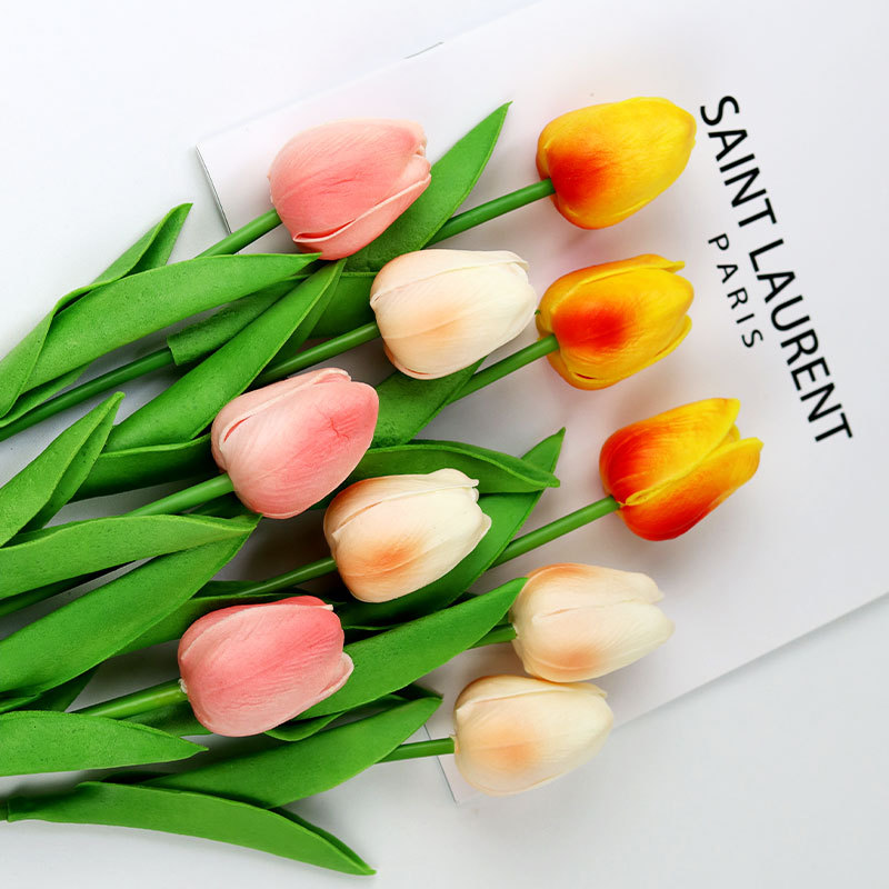 PU mini tulip artificial flowers, Nordic-style wedding home decoration props, artificial plants, cross-border wholesale Specification drawing