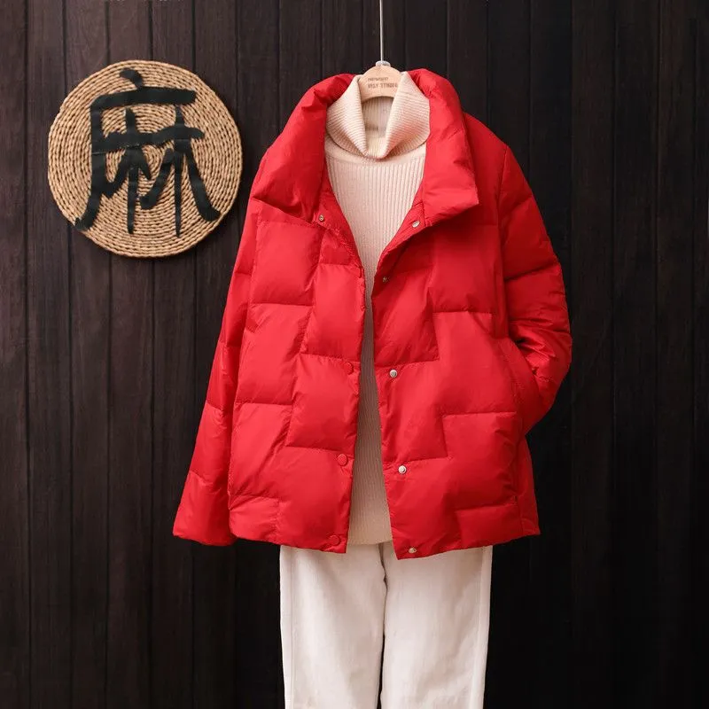 White Duck Down Light Down Jacket 2023 Autumn And Winter New Women Short Fashion Lightweight Warm Large Size Loose Coat Tide
