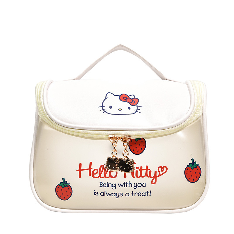 Makeup Bag Printed Logo Large Capacity Waterproof Portable Toiletry Cartoon Kt Cat Hook Toiletry Storage Bag Oem Custom Item Picture