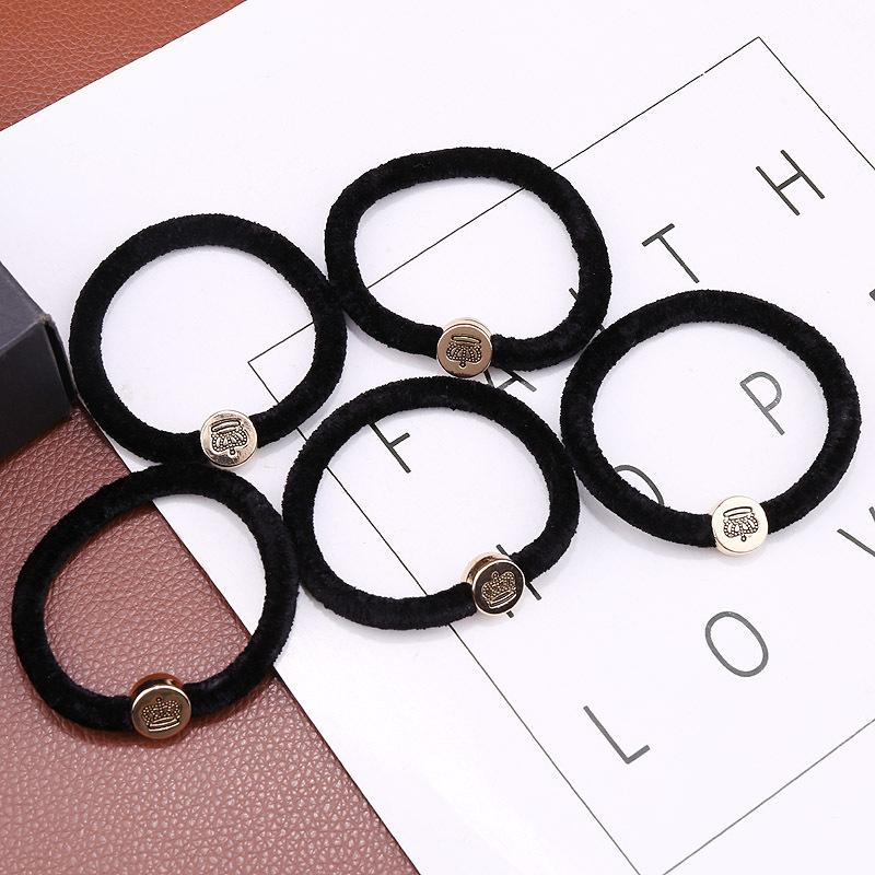 Japanese and Korean versions of thickened crown hair ties, metal rubber bands, ponytail hair bundles, forest women's hair accessories, sweet velvet leather covers, hair bands Specification image