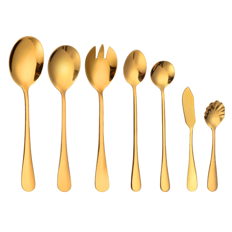 Cross-border Western dining utensils, business gifts, stainless steel 1010 common items, soup shells, kitchen spoons and forks, cake spatulas, butter knives thumbnail