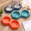 Pet stainless steel dog bowl, feeding water dispenser, double bowl, cat bowl, dog bowl, pet food utensils, cat basin, cat supplies batch Specification image