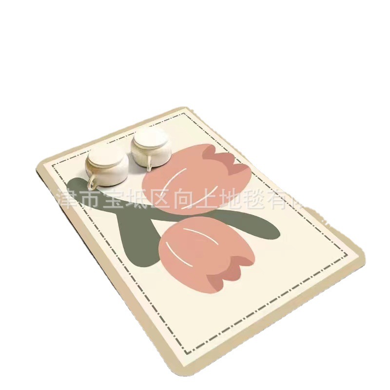 厨房台面沥水垫ins风硅藻泥地垫方形沥水垫餐桌吸水隔热垫批发白底实物图