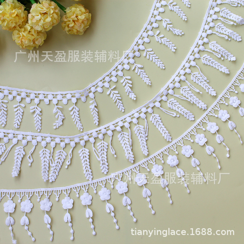 Factory direct sales of milk silk, leaf tassels, water-soluble diy clothing skirt fabric, Lolita lace trim details Picture