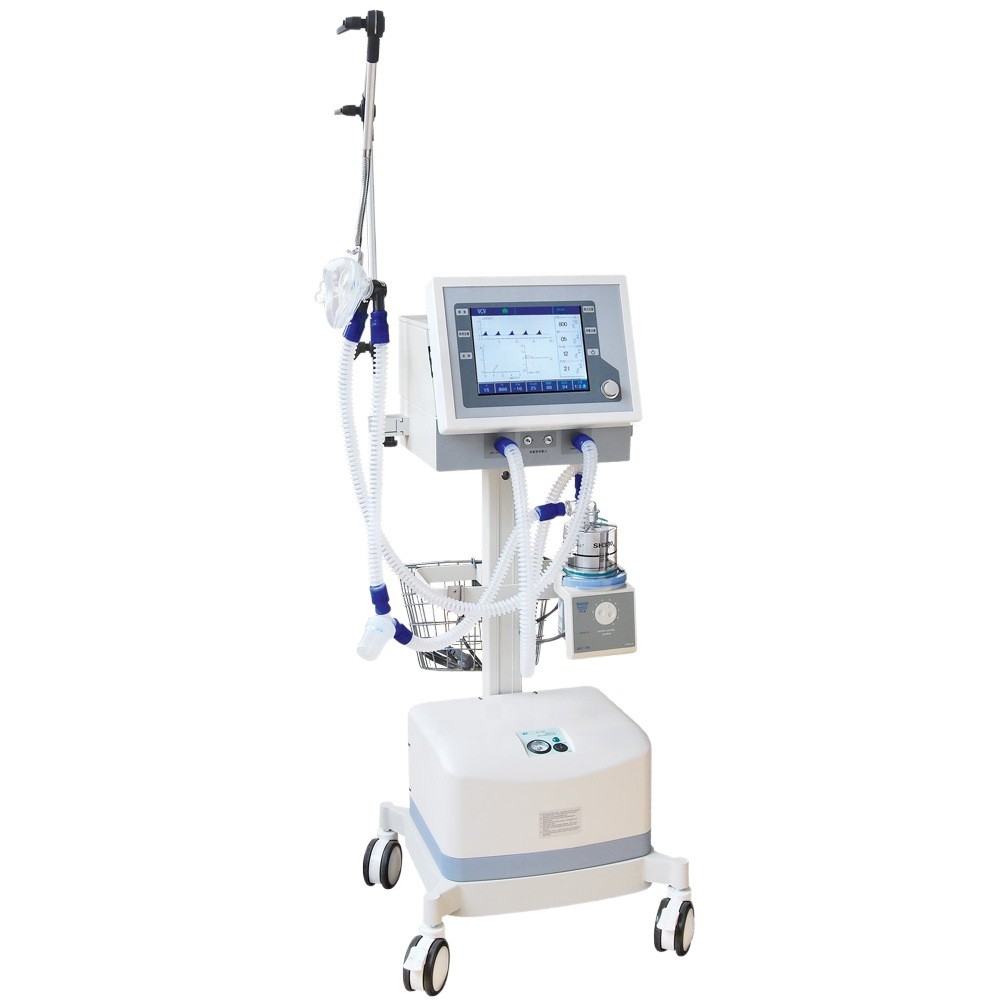 Cross-border exclusive supply of PA-900B hand-pushed mobile ventilator, LED screen medical ventilator with air compressor Item Picture