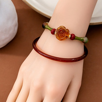 New Chinese style rose bracelet set vintage Chinese style bamboo knot beaded hand cheongsam accessory bracelet