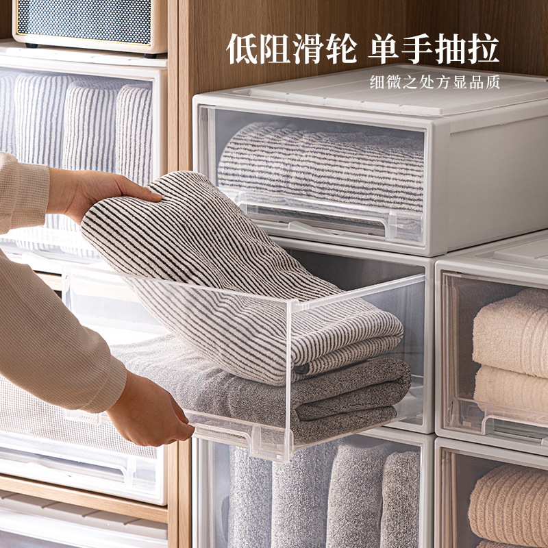 爆款热销抽屉衣柜收纳盒 塑料储物箱置物柜 家用抽屉柜简易收纳柜产品图