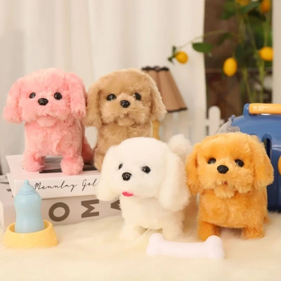 Children's simulated electric plush toy, Teddy dog plush toy, can bark, walk and wag its tail, electronic pet toy thumbnail
