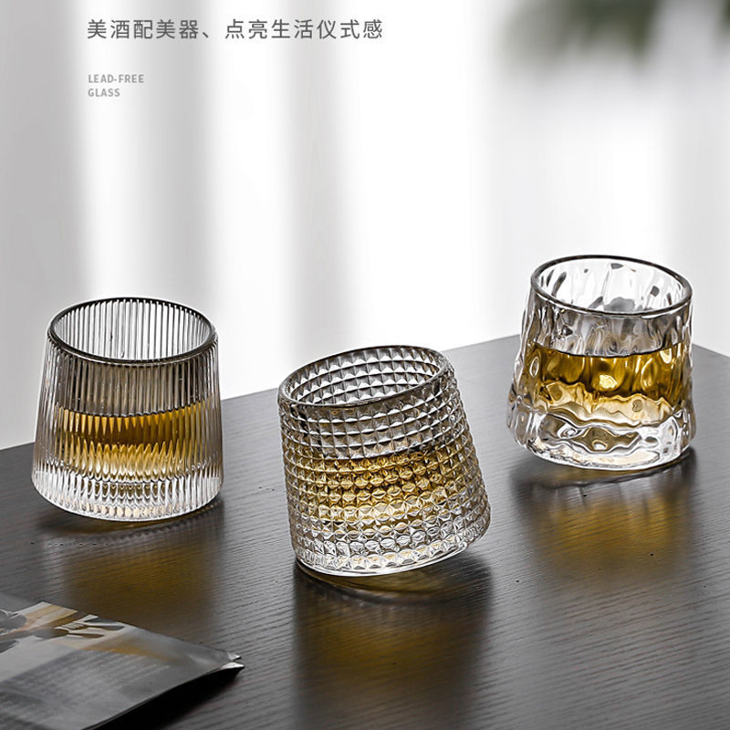 Serving Spinning Top Glasses Thickened Decompression Whiskey Glasses Beer Glasses Personality Tumbler Rotating Glasses Home Bar Hotel Essential Drink Glass Juice Glass Specification drawing