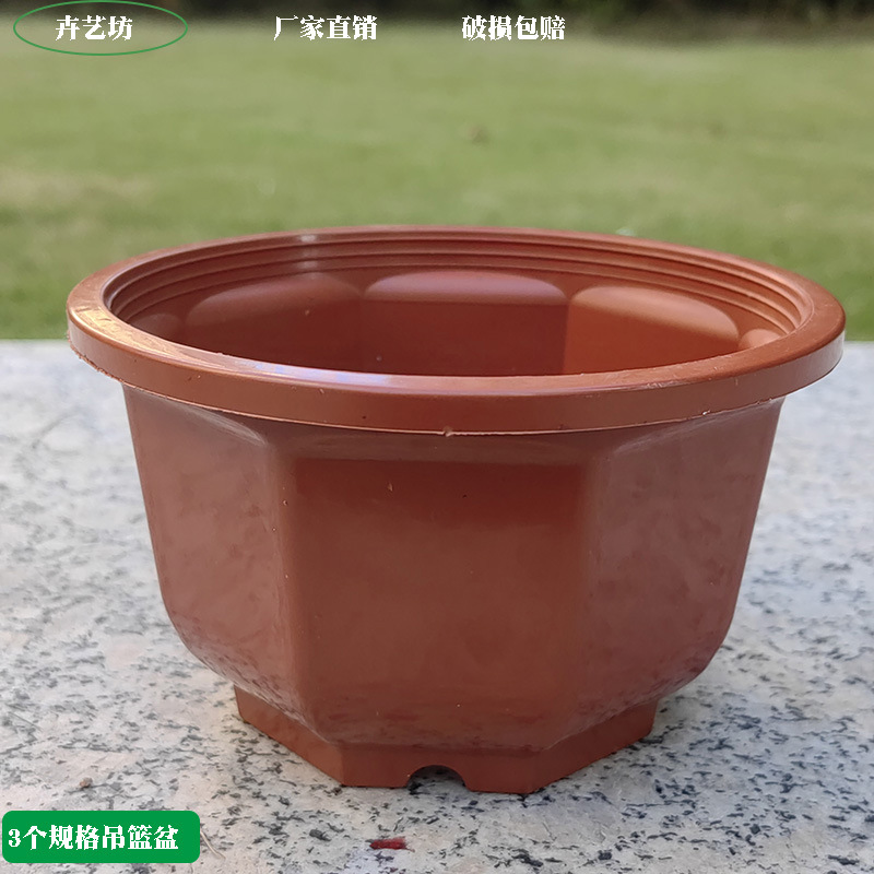吊篮盆八角吊兰盆小号多肉盆绿萝吊兰盆网底盆透气盆塑料花盆批发