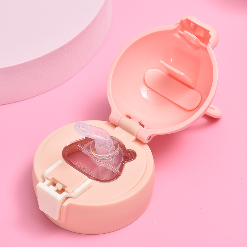 Cute Rabbit Bouncing Lid insulated cup, 316 stainless steel double-layer with back strap, children's straw cup details Picture