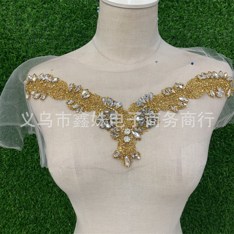 Espalda pegamento nails perlas strass collar cintura apliques novia vestido de novia accesorios de vestir accesorios