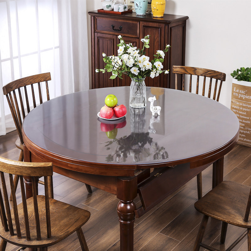 Soft Glass Pvc Round Table Cloth Waterproof, Oil-Proof, Non-Washing Table Cloth Round Transparent Table Mat Desktop Protective Film details Picture