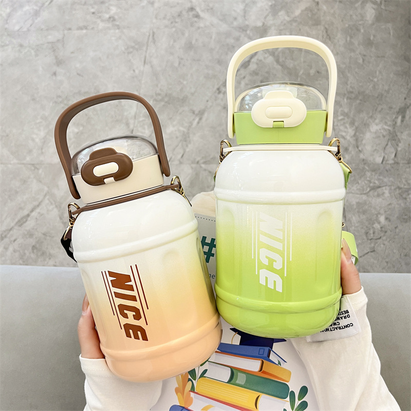 Yongkang Thermos Cup Fashion Gradient Double Drink Big Belly Cup Student Sports Kettle Large Capacity Thermos Cup A Piece Of Hair Application Scenario