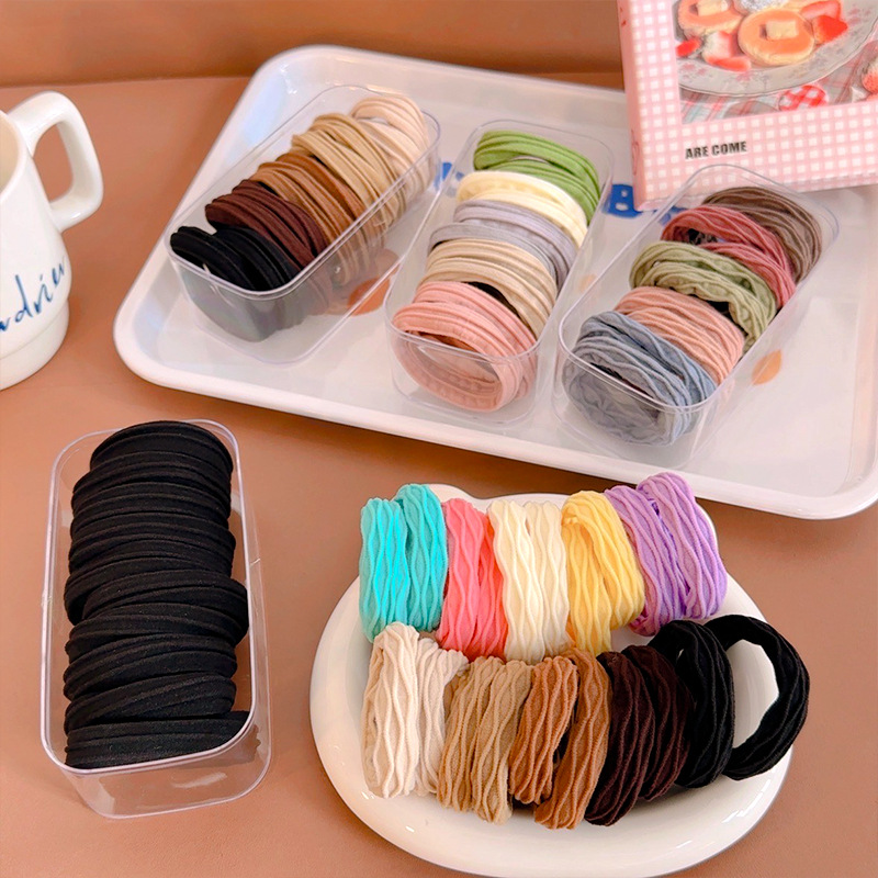 Boxed high-elasticity ponytail hair tie, durable leather band, wide edge seamless, adult thickened and thickened hair tie and headwear details Picture
