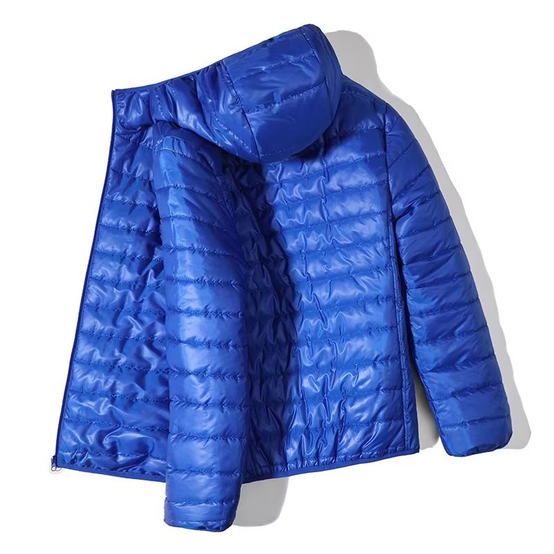 Cross-border regular men's down cotton-padded jacket for spring and autumn warmth, light and thin hooded sportswear and casual jacket manufacturer
