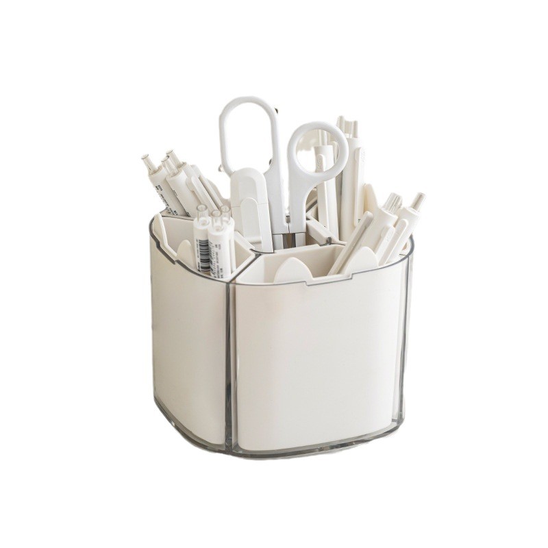 High-end office supplies, light luxury rotating student pen holder, makeup brush storage, large-capacity compartmentalized storage box on the desktop Item Picture