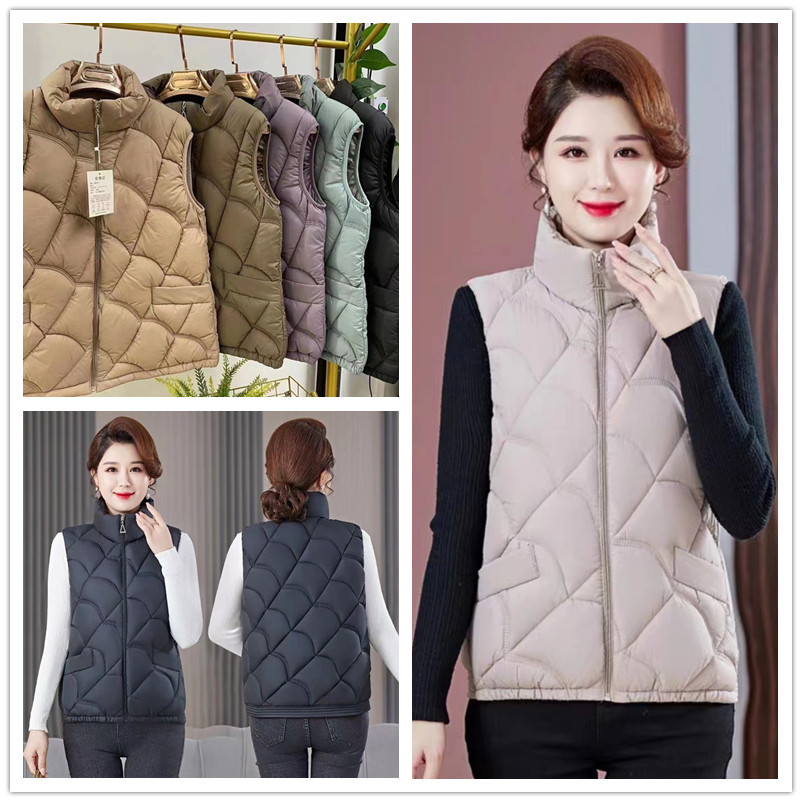 2023 New styles of down cotton-padded jackets for middle-aged and elderly people, women's thickened down vests, waistcoats, women's breadwear, and mom's wear details Picture