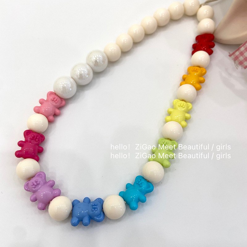 Mobile Phone Lange Accessories 2022 Summer New Colorful Bear Beaded Mobile Phone Shell Accessories Mobile Phone Chain Specification drawing