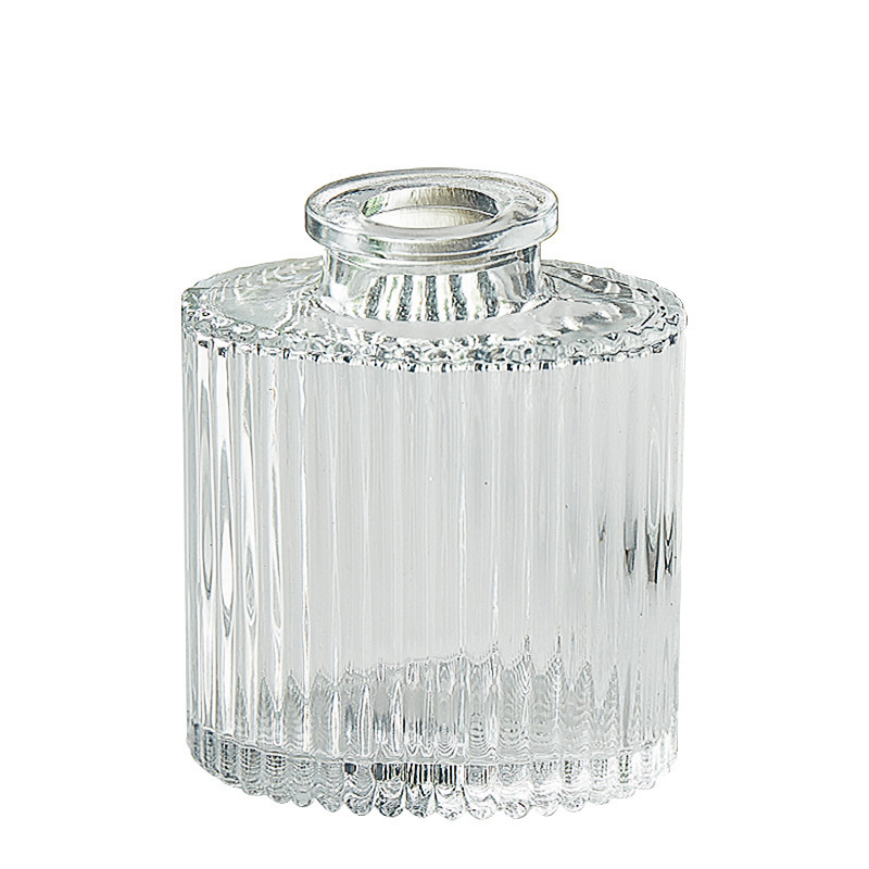 French Vintage Small Vase Embossed Glass High Appearance Level Sensen-Style Vase Transparent Hydroponic Flower Arrangement Living Room Decoration Vase Item Picture
