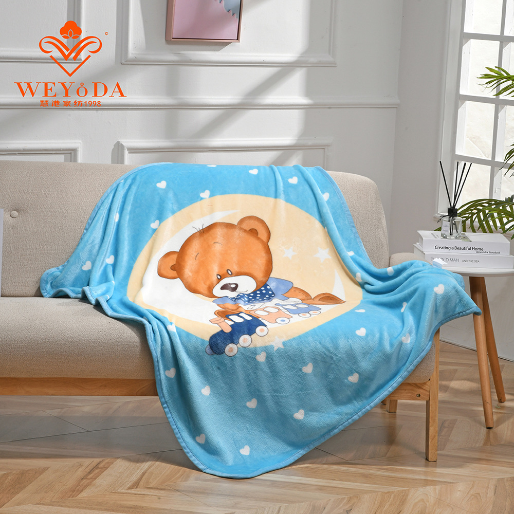 Cartoon Flannel Nap Blanket Children's Baby Blanket Double-Sided Fleece Kindergarten Nap Warm Cover Blanket Furniture Blanket