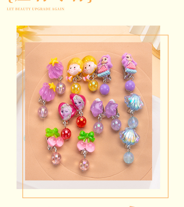 儿童耳夹7对梅花盒装无耳洞女童耳饰防痛耳环学生耳坠饰品套装详情9