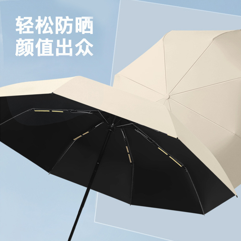 Double-bone Morandi 16-bone three-fold black rubber sun protection and shading automatic sun umbrella with thickened wholesale price advertisement Application Scenario
