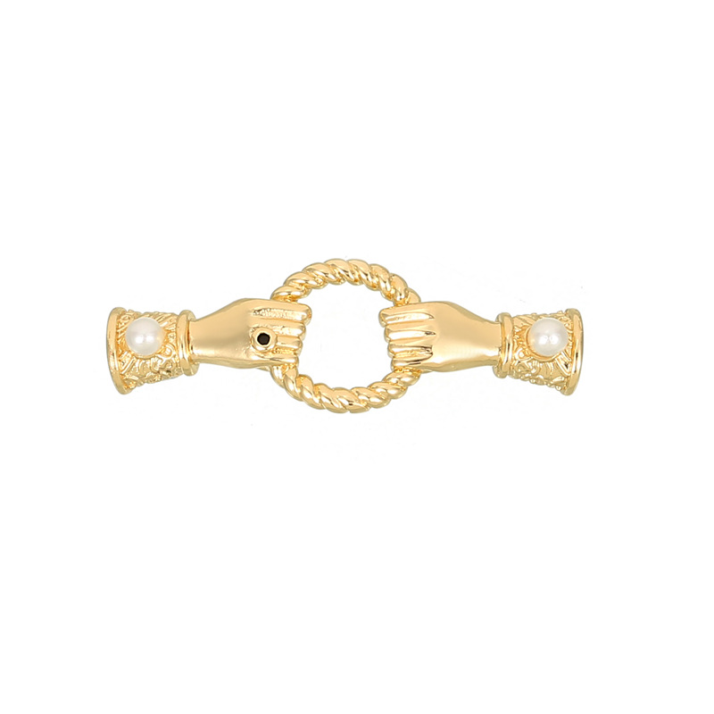 Diy Jewelry Accessories 14K Real Gold Pearl Buckle Zircon Microinset Zircon Clip Love Letter Necklace Finishing Buckle Item Picture