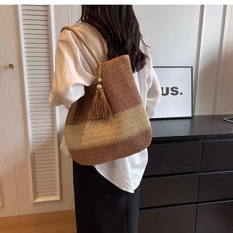 草包/编制包时尚/草编包/钩针包/藤编细节图