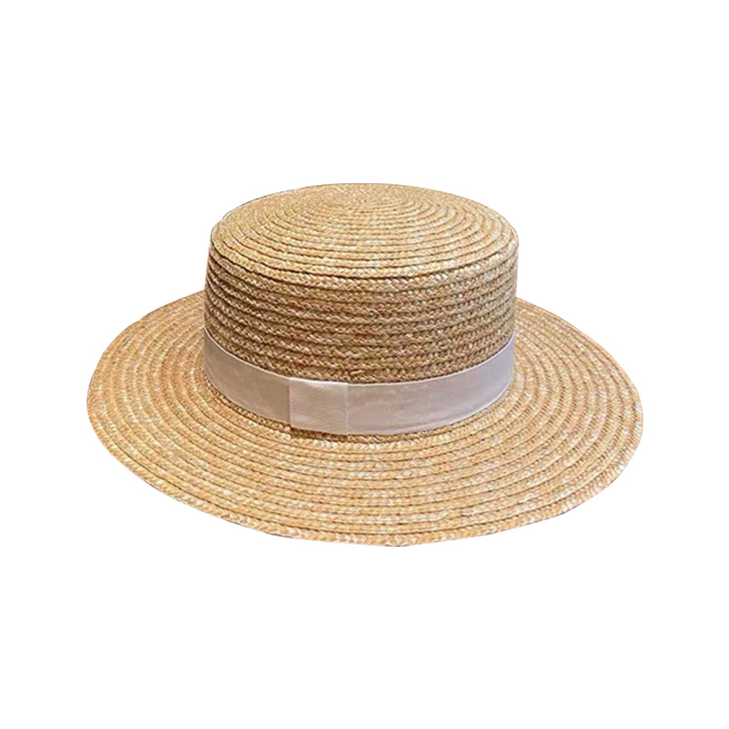 Flat Straw Hat Women's Summer Uv Sunscreen Hat Travel Beach Sun Hat Net Red Sun Hat Item Picture