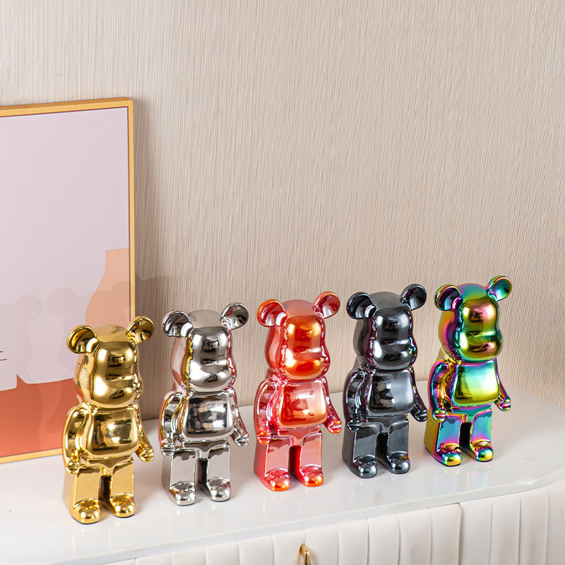 28cm electroplated violent bear living room decoration, trendy, light luxury and high-end internet-famous home, entrance living room TV cabinet decoration details Picture