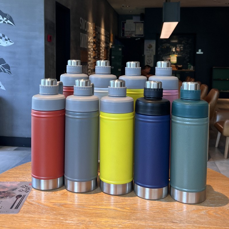 Cross-border men's 304 stainless steel sports water bottle, insulated cup, straw, car cup, American handle sports water cup details Picture