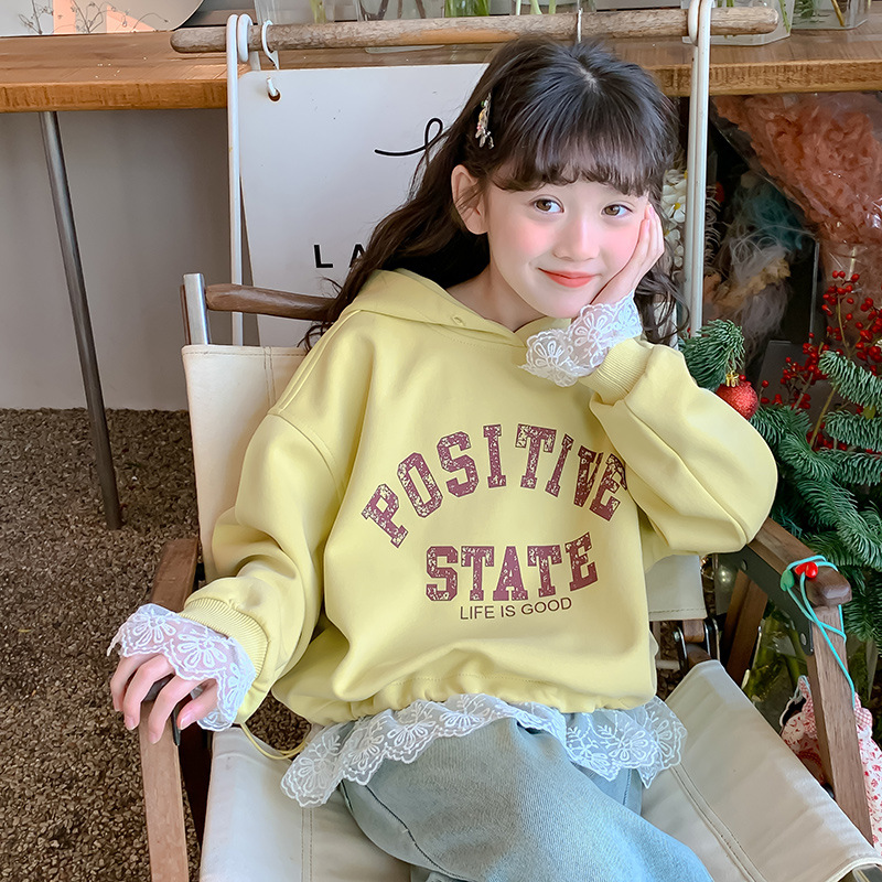 女童连帽卫衣春装2025新款洋气儿童春秋款童装长袖小女孩春季上衣